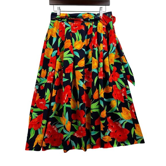 VINTAGE EVAN-PICONE FLORAL PRINT A-LINE DESIGNER SKIRT UNION MADE USA PRINT 10 - Picture 1 of 7